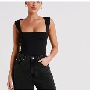 Meshki Linley Black Square Neck Sleeveless Top